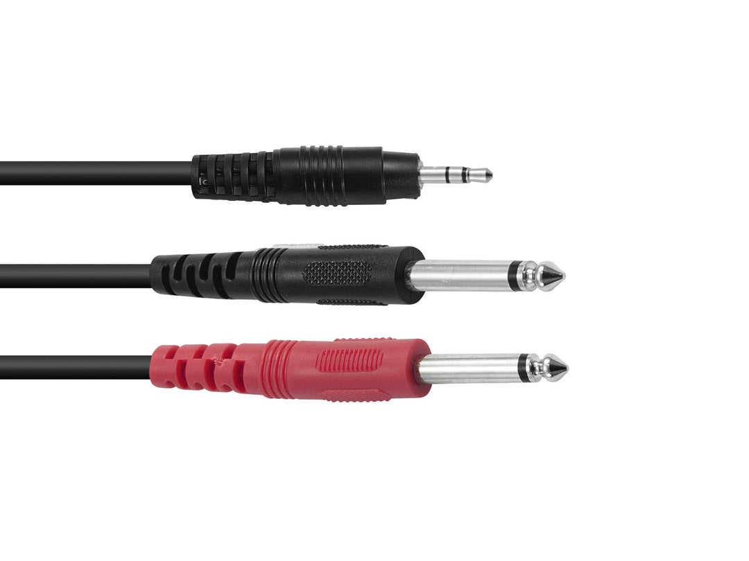 OMNITRONIC Adapterkabel 3.5 Jack/2xJack ECO 3m bk
