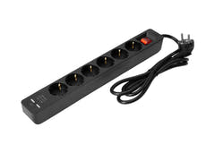 EUROLITE Distributor ON-1 6-fach + 2 USB bk