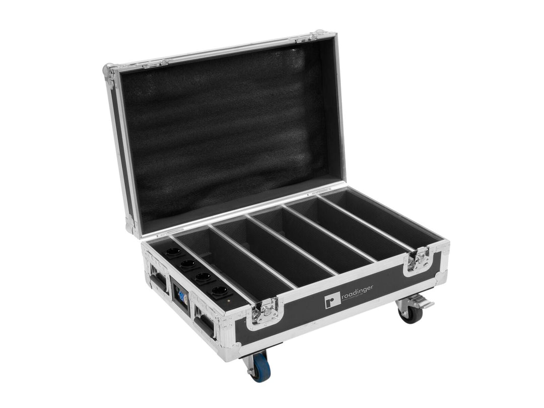 ROADINGER flightcase 4x AKKU BAR-6 Glow QCL Flex QuickDMX mit Ladefunktion