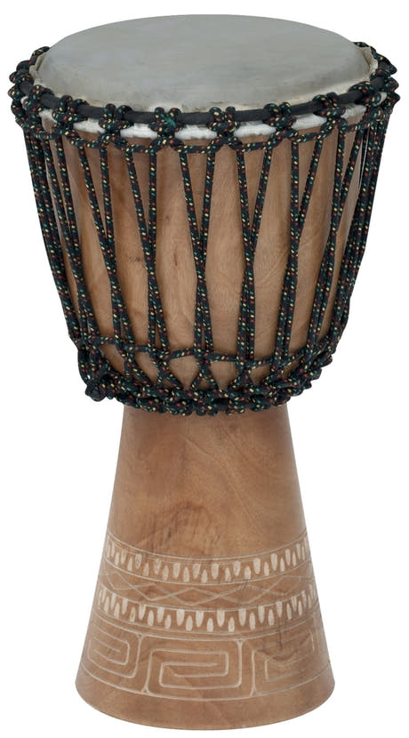 GEWA djembe aus Mahagoni, handgefertigt in Indonesien, ca. 45 cm hoch, Ø 8"