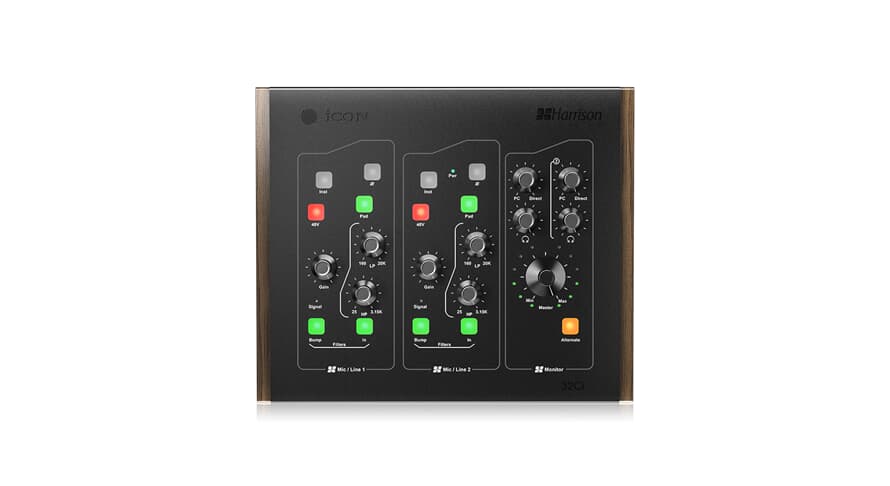 iCon 32Ci USB-audiointerfaces mit Harrison-Mikrofonvorverstärkern