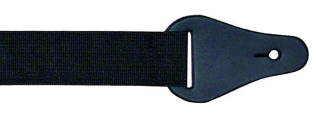 Fire & Stone Ukulelenriemen aus schwarzem Nylon, 40 mm, Lederenden