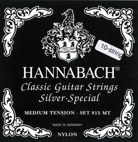 Hannabach Saiten für klassische Gitarre Serie 815 Für 8/10-saitige Gitarre / medium Spannung Silber special - Set 10-saitig medium (81510ZMT)