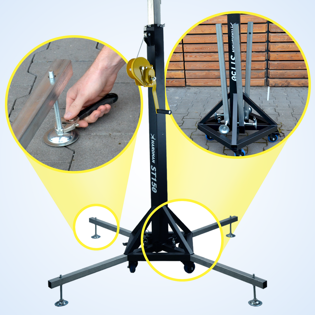 Hardman ST150 Bühnenturm mit Seilzug, 1,75 bis 4,3 m, 150 kg