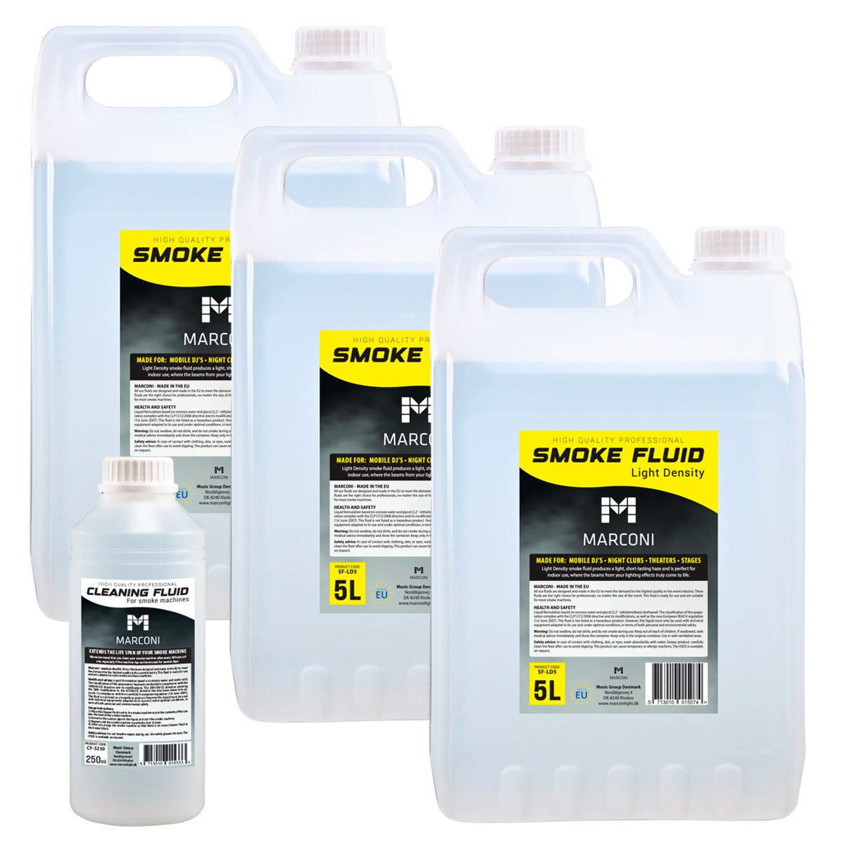 3 x 5 l Rauchflüssigkeit (leicht) + 250 ml Reinigungsflüssigkeit