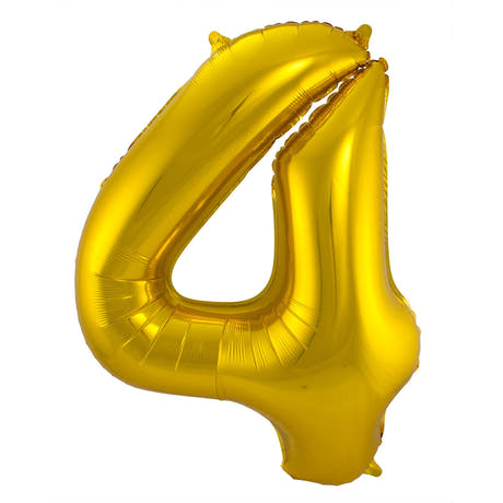 4 Geformter Zahlenfolienballon (Gold, 86 cm)
