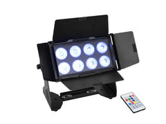 EUROLITE Set 4x AKKU Multiflood IP 8x10W RGBW Wash CRMX + Case mit Ladefunktion