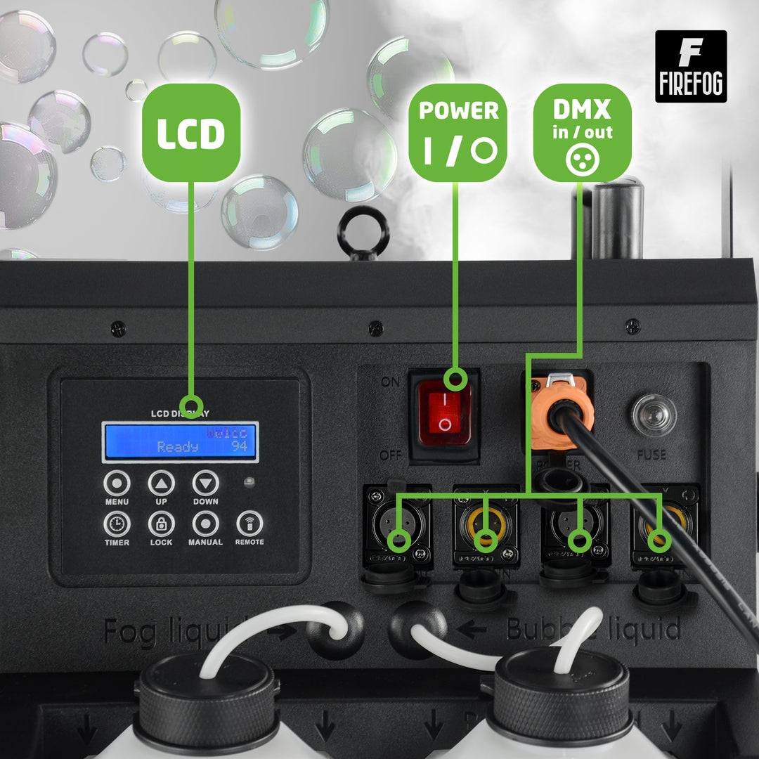 Firefog BUBBLE FOGGER 2000 nebel- und Blasenmaschine mit LED und DMX