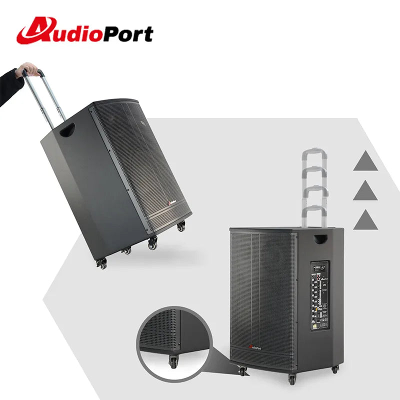 Audioport V15 tragbarer aktiver Lautsprecher mit 500 W und 2 mikrofonen