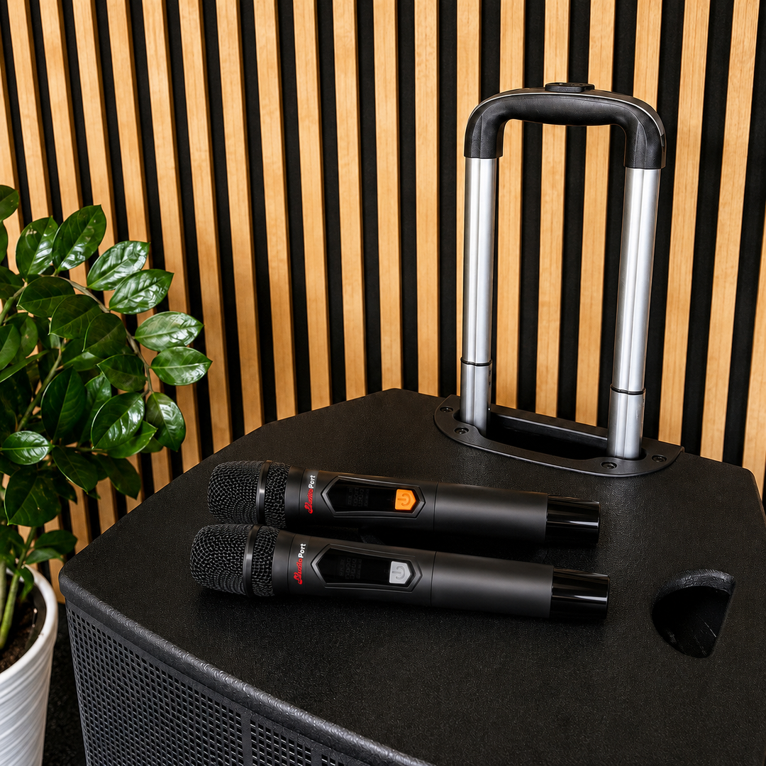 Audioport V15 tragbarer aktiver Lautsprecher mit 500 W und 2 mikrofonen