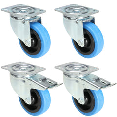 4x Blaue Rollen 2 mit und 2 ohne Bremse (100mm)