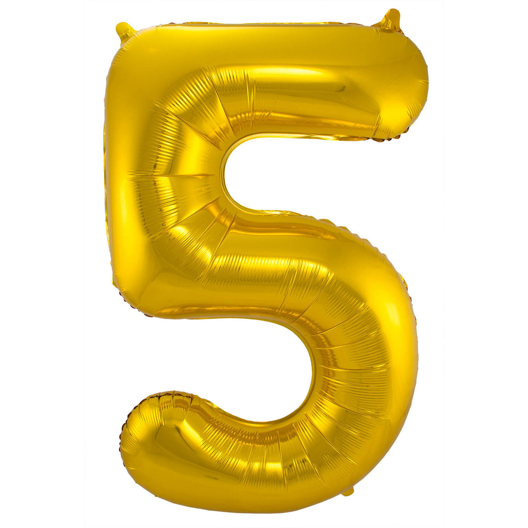 5 Geformter Zahlenfolienballon (Gold, 86 cm)
