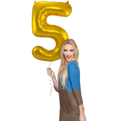 5 Geformter Zahlenfolienballon (Gold, 86 cm)