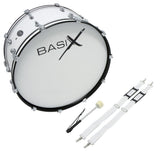 Basix Marschbassdrum 24" x 12", weiß, mit Tragegurt und Schlägel