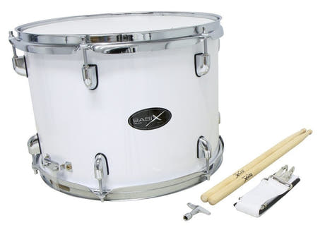 Basix Tenortrommel für Marschmusik 14" x 10", weiß, mit Schlägeln