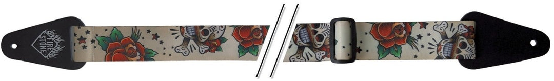 GEWA Gitarren Gurte F&S Tattoo-Edition - Skulls and Roses White