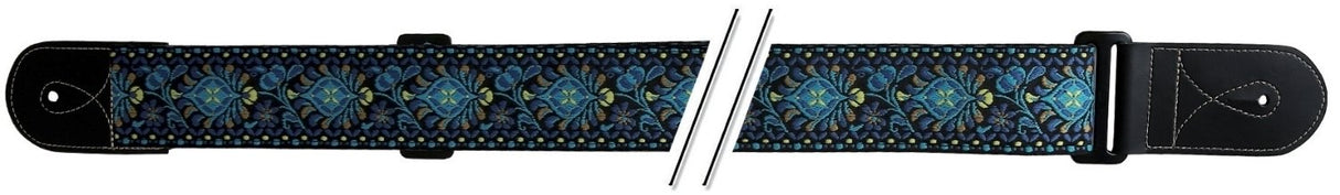 GEWA Gitarren Gurte F&S Folk Jacquard - Blau-Gelb