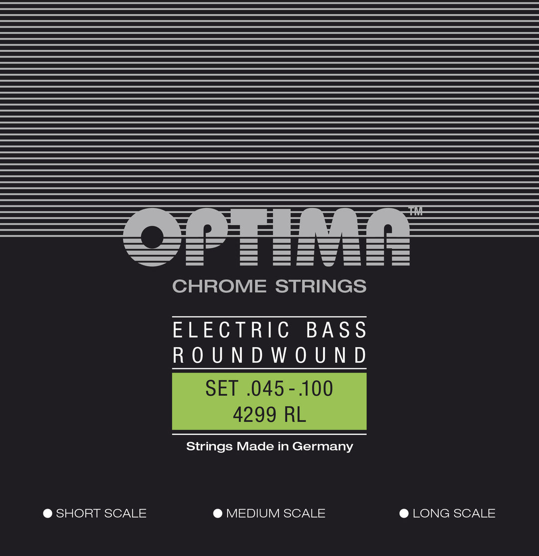 Optima E-Bass Saiten Chrome Strings Round Wound Long Scale - Set 4-saitig reg-light (4299L)