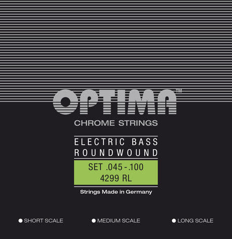 Optima E-Bass Saiten Chrome Strings. Round Wound Short Scale - Set 4299S (4-str. short-scale)