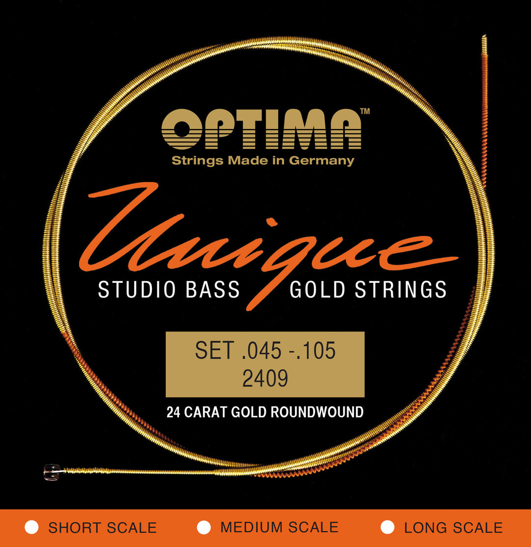 Optima E-Bass Saiten Einzigartige Studio Goldsaiten - 4-str. medium sc. (2409M)