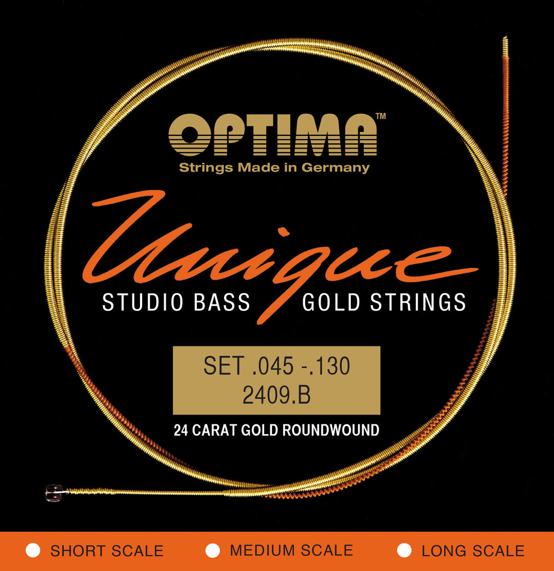 Optima E-Bass Saiten Einzigartige Studio-Gold-Saiten - 5-str. long sc. (2409B)