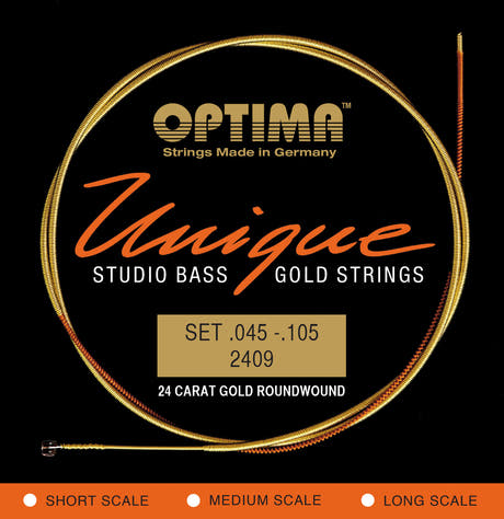 Optima E-Bass Saiten Einzigartige Studio Goldsaiten - 4-str. super long sc. (2409SL)