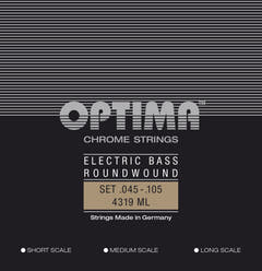 Optima E-Bass Saiten Chrome Strings Round Wound Long Scale - Set 4-saitig med-light (4319ML)