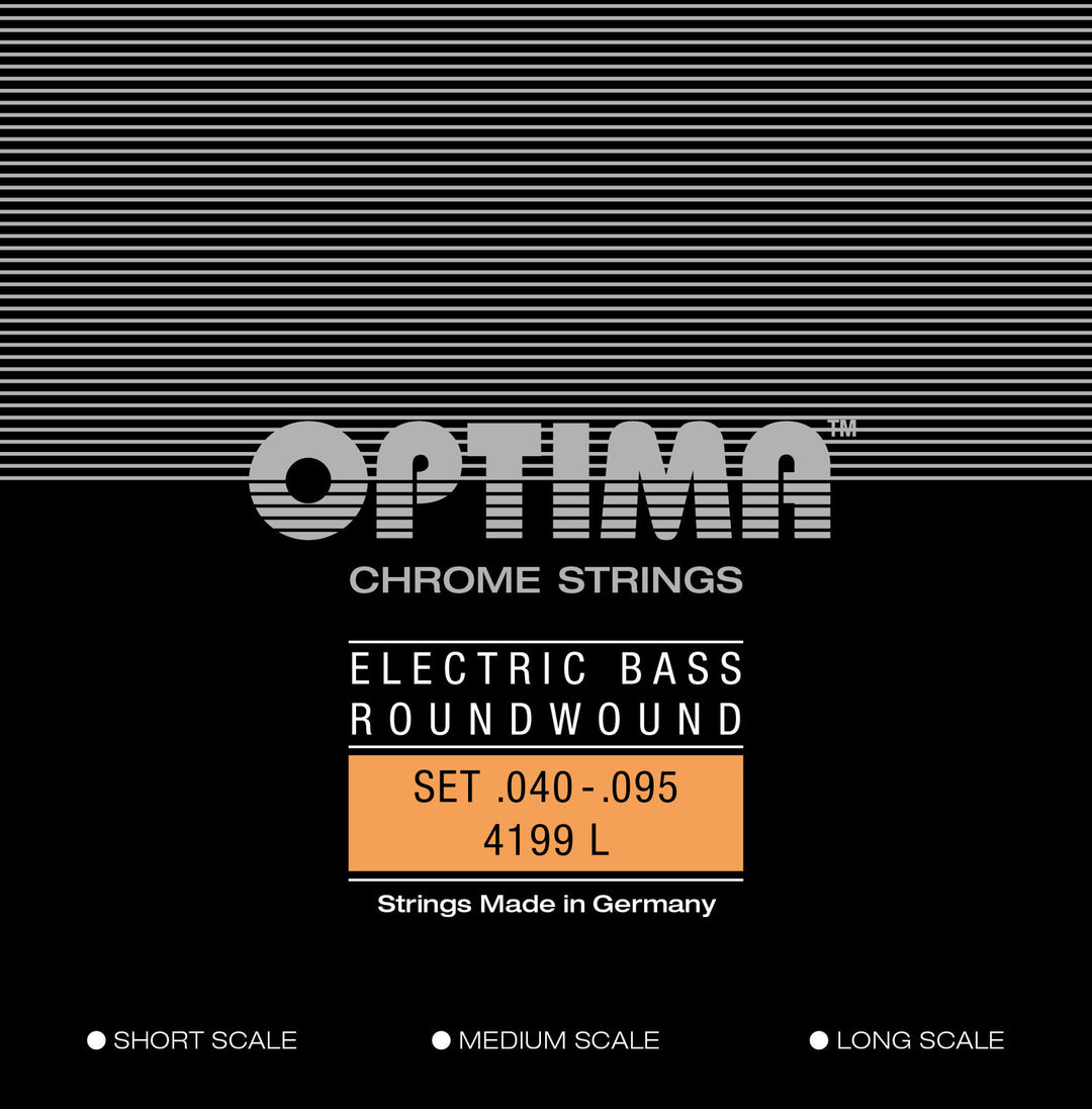 Optima E-Bass Saiten Chrome Strings. Round Wound Medium Scale - Set 4-string light (4199M)
