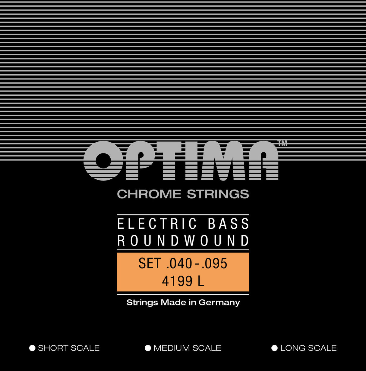 Optima E-Bass Saiten Chrome Strings. Round Wound Medium Scale - Set 4-string light (4199M)