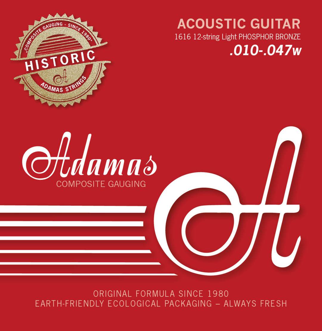 Adamas Saiten für Akustikgitarren Adamas Historic Reissue Phosphor Bronze - 12-str. Light .010-.047 (1616)