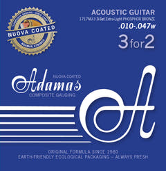Adamas Saiten für Akustikgitarren Nuova phosphor bronze beschichtetes set (3) - Set von 3 Ex-Light .010 (1717NU-3)