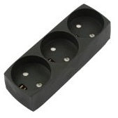 XL Connectors DK 3er-Steckdose Schwarz mit Erdung