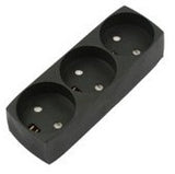 XL Connectors DK 3er-Steckdose Schwarz mit Erdung