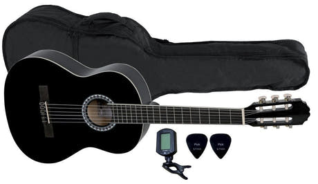 VGS Basic Set: klassische gitarren 3/4, schwarz, Tasche und Tuner
