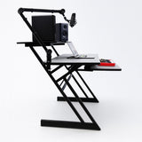 Studiotisch mit Regalen und Auszug für keyboard (120 cm)