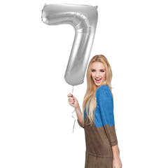7 Geformter Zahlenfolienballon (Silber, 86 cm)