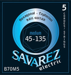Savarez E-Bass Saiten Hexagonal Explosion - 5-str. Medium-Light (B70M5)