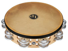 Latin Percussion Tamburin Pro 10 in Doppelreihe mit Fell - 10" Messing/Bronze (LP384-BB)