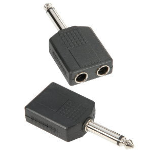 Adapter Audiostecker 2 x 6.3 mm Mono Jack weiblich auf 6.3 mm Mono Jack