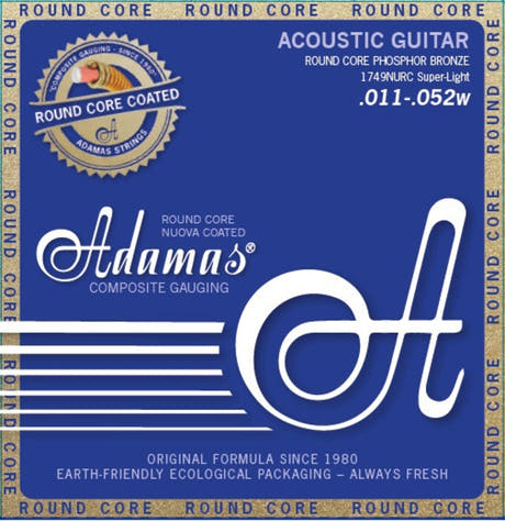 Adamas Saiten für Akustik-Gitarren Nuova Phosphor Bronze beschichtet runder Kern - Super Light .011-.052 (1749NURC)
