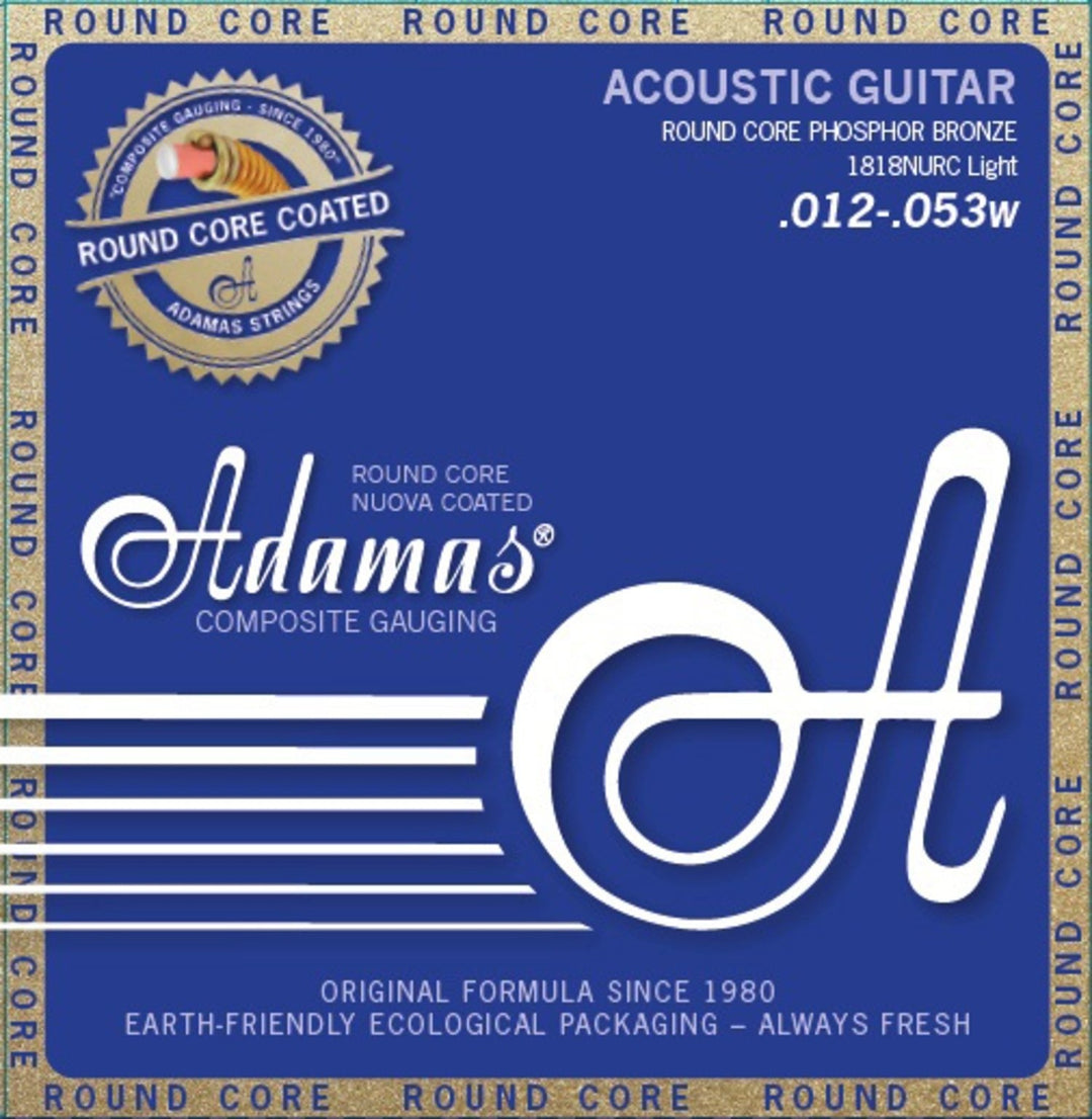 Adamas Saiten für Akustik-Gitarren Nuova Phosphor Bronze beschichtet runder Kern - Light .012-.053 (1818NURC)