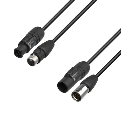 Adam Hall Kabel 5 STAR H TCON 5D 0300 IP65 - Hybridkabel | Strom & DMX | Neutrik® 5-polig XLR IP65 x TRUE1® | 3 m