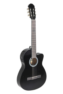 VGS BasicPlus elektroakustische klassische Gitarre, schwarz, Slim Body