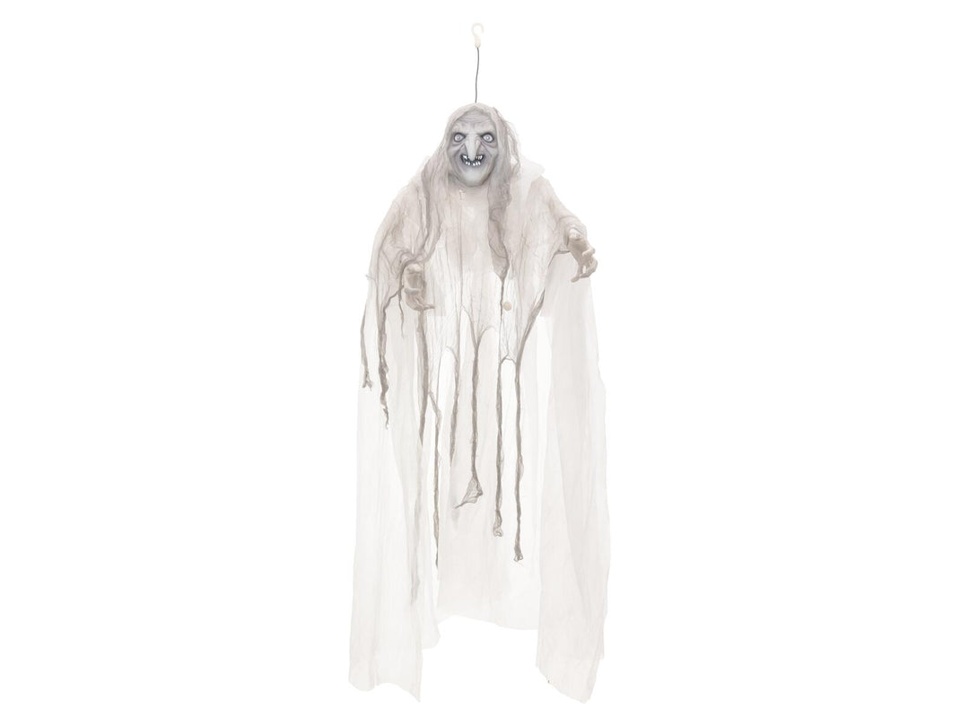 Halloween heks, hvid, animeret, 170 cm