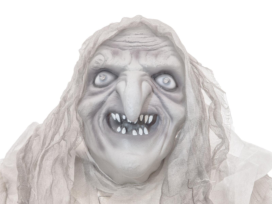 Halloween heks, hvid, animeret, 170 cm