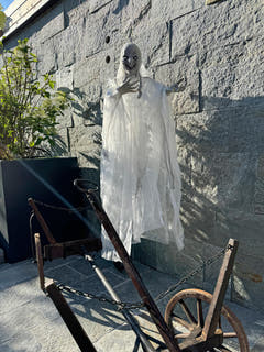 Halloween heks, hvid, animeret, 170 cm