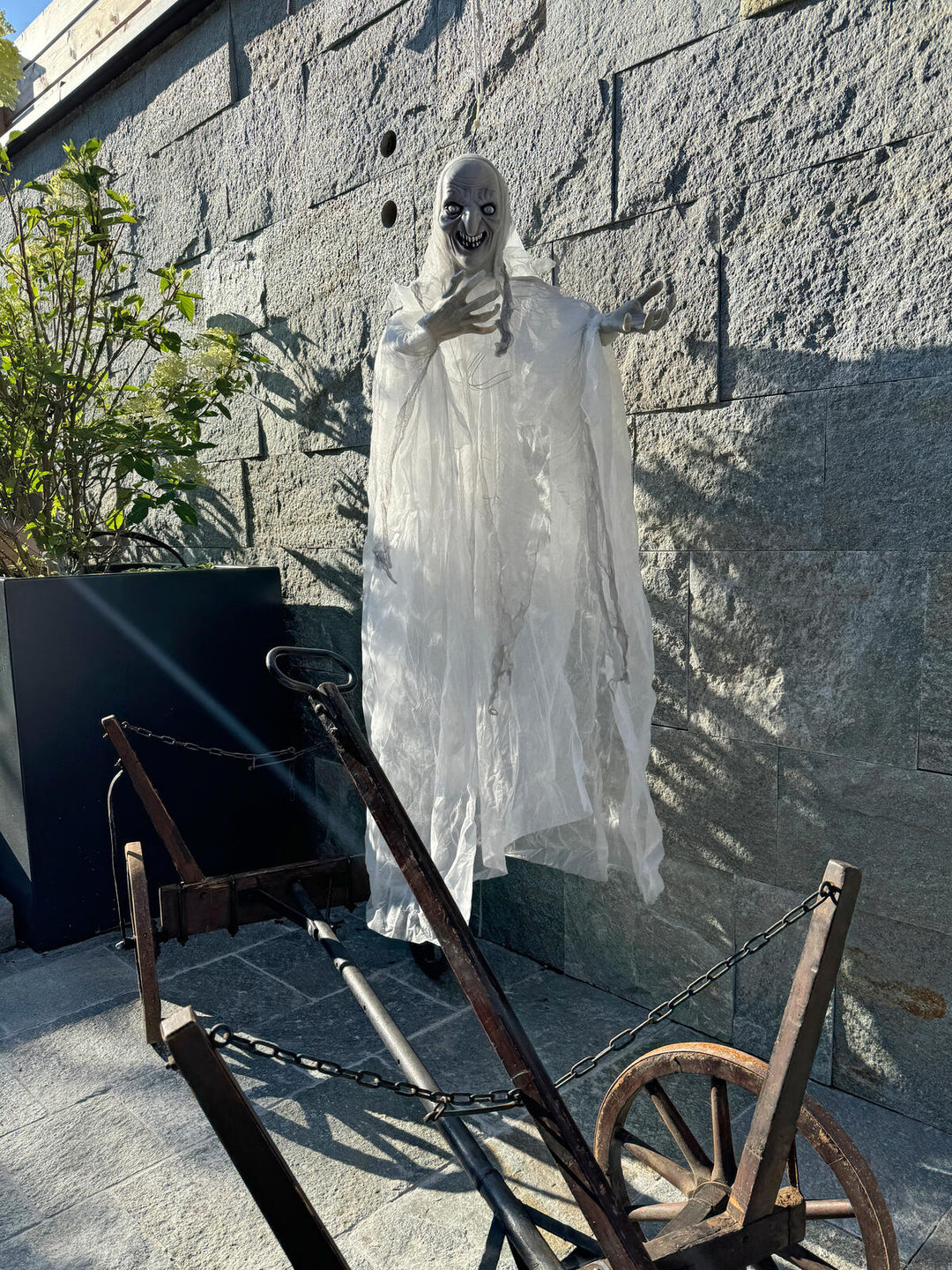 Halloween heks, hvid, animeret, 170 cm