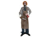Halloween-figur zombie med motorsav, animeret, 170 cm