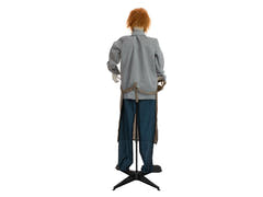 Halloween-figur zombie med motorsav, animeret, 170 cm