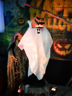 Halloween græskarspøgelse, animeret, 110 cm